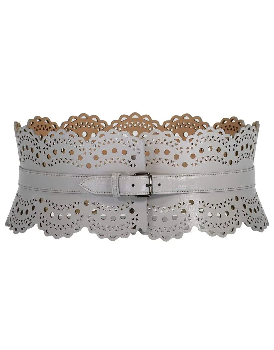 Grey Wide Waist Belt