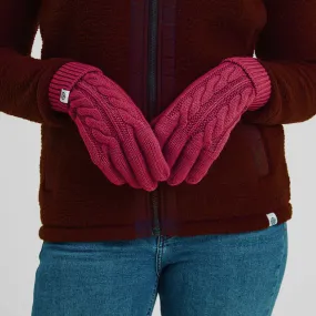 Grouse Cable Knit Gloves - Cerise