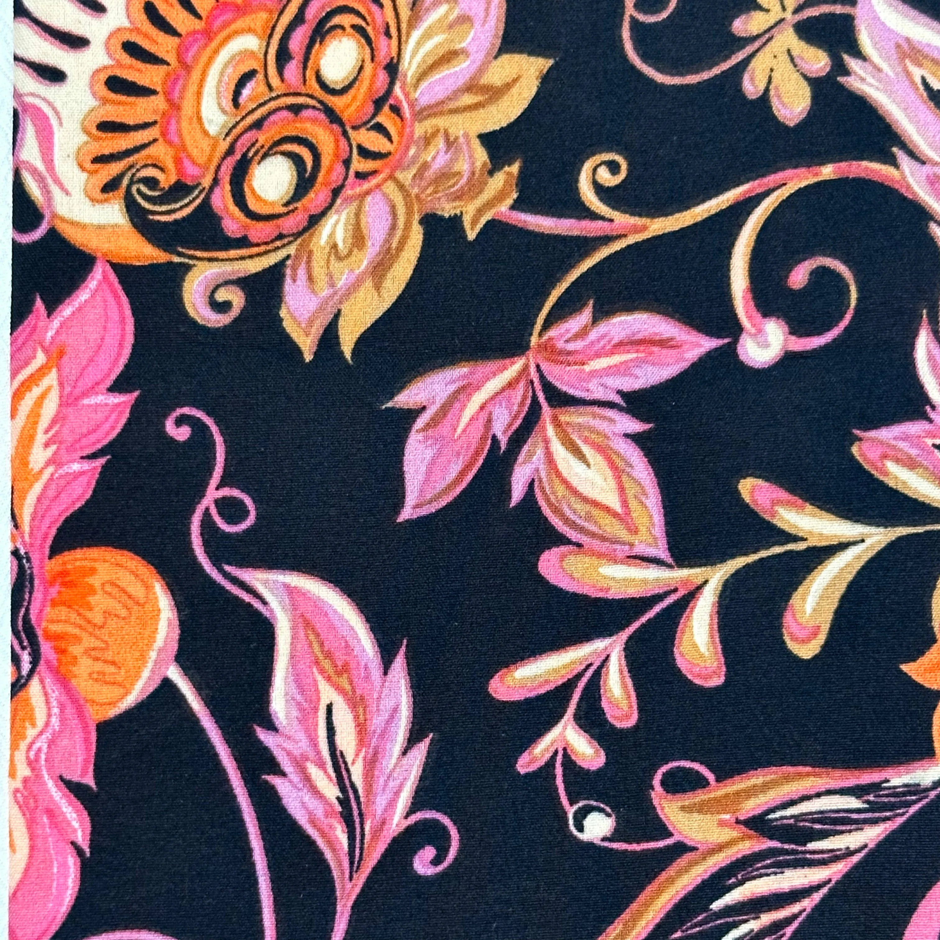 HAIR SCARF (BLACK FLOWER/PINK)