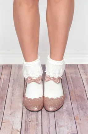 Instant Shipping! Ankle Socks with Lace in White