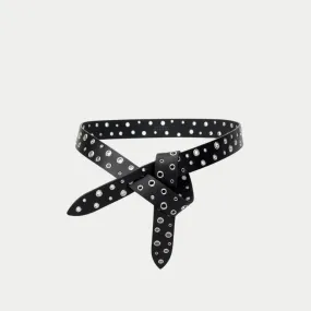 Isabel Marant Lecce Leather Belt - Black Eyelets