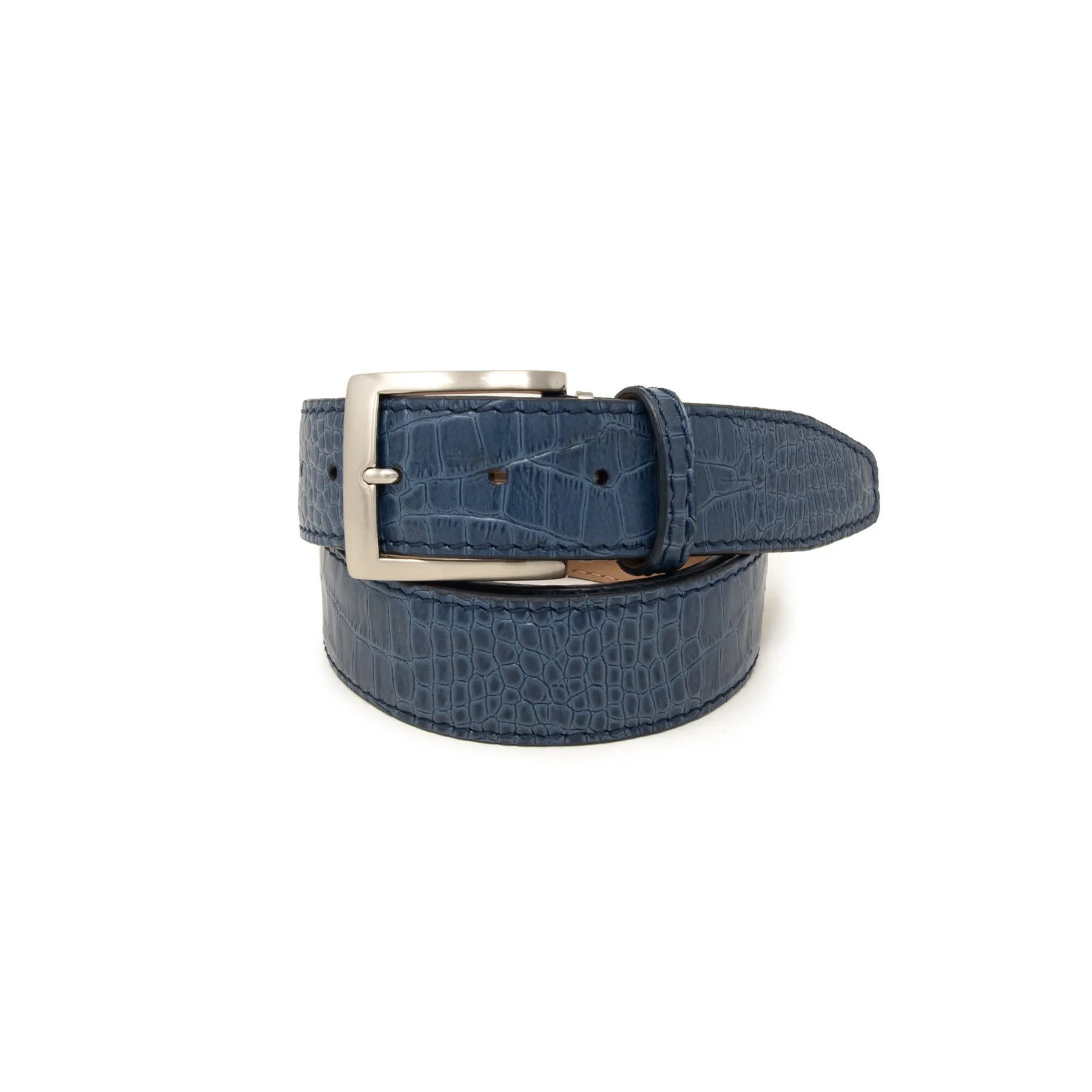 Italian Matte Mock Crocodile - Navy - 40mm