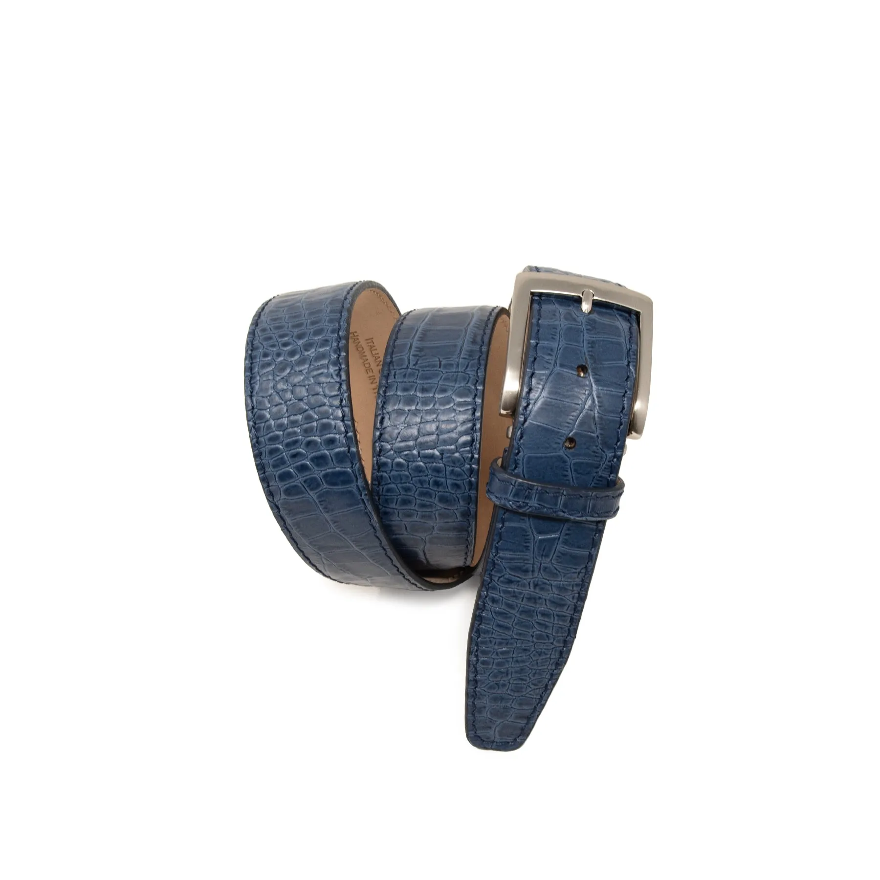 Italian Matte Mock Crocodile - Navy - 40mm