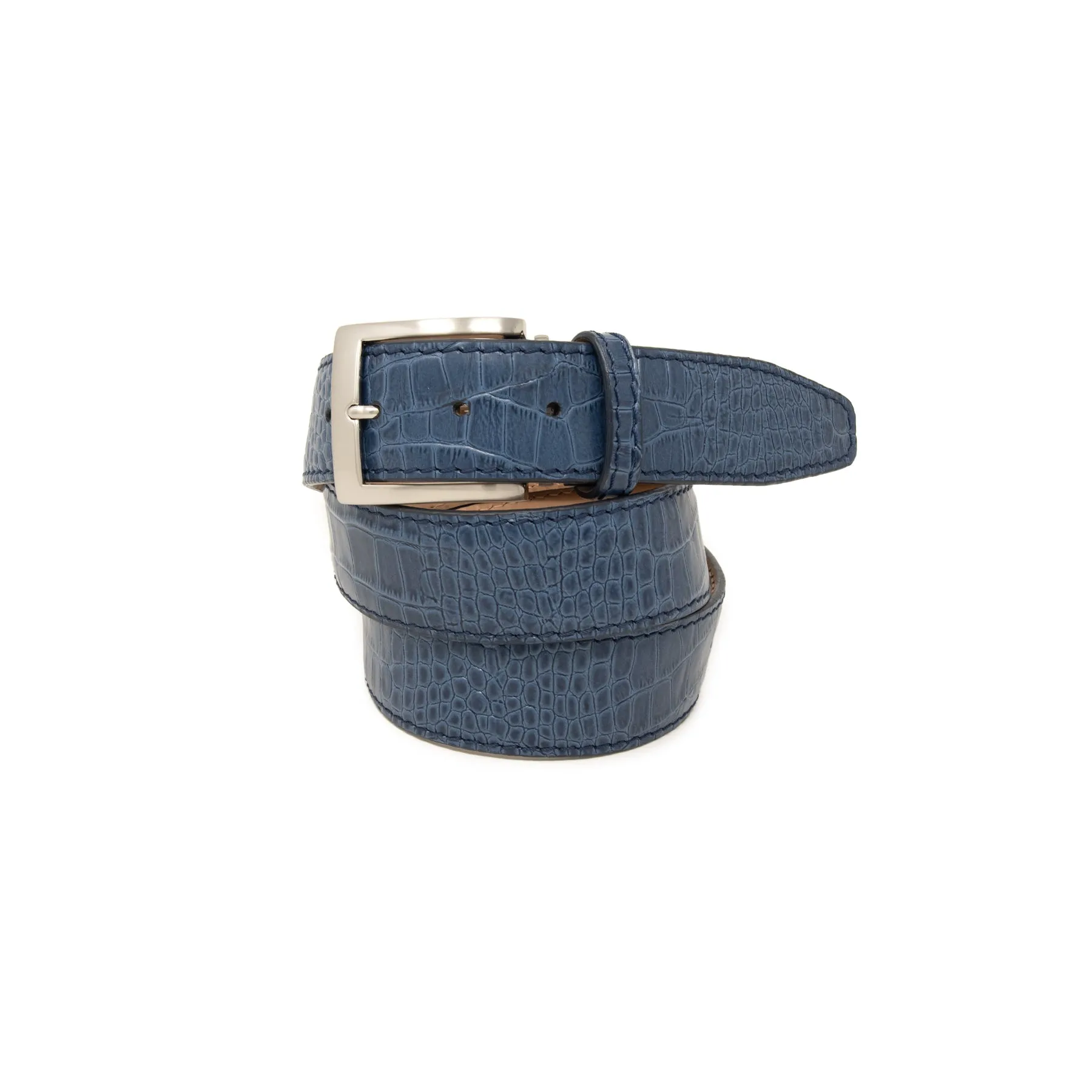 Italian Matte Mock Crocodile - Navy - 40mm