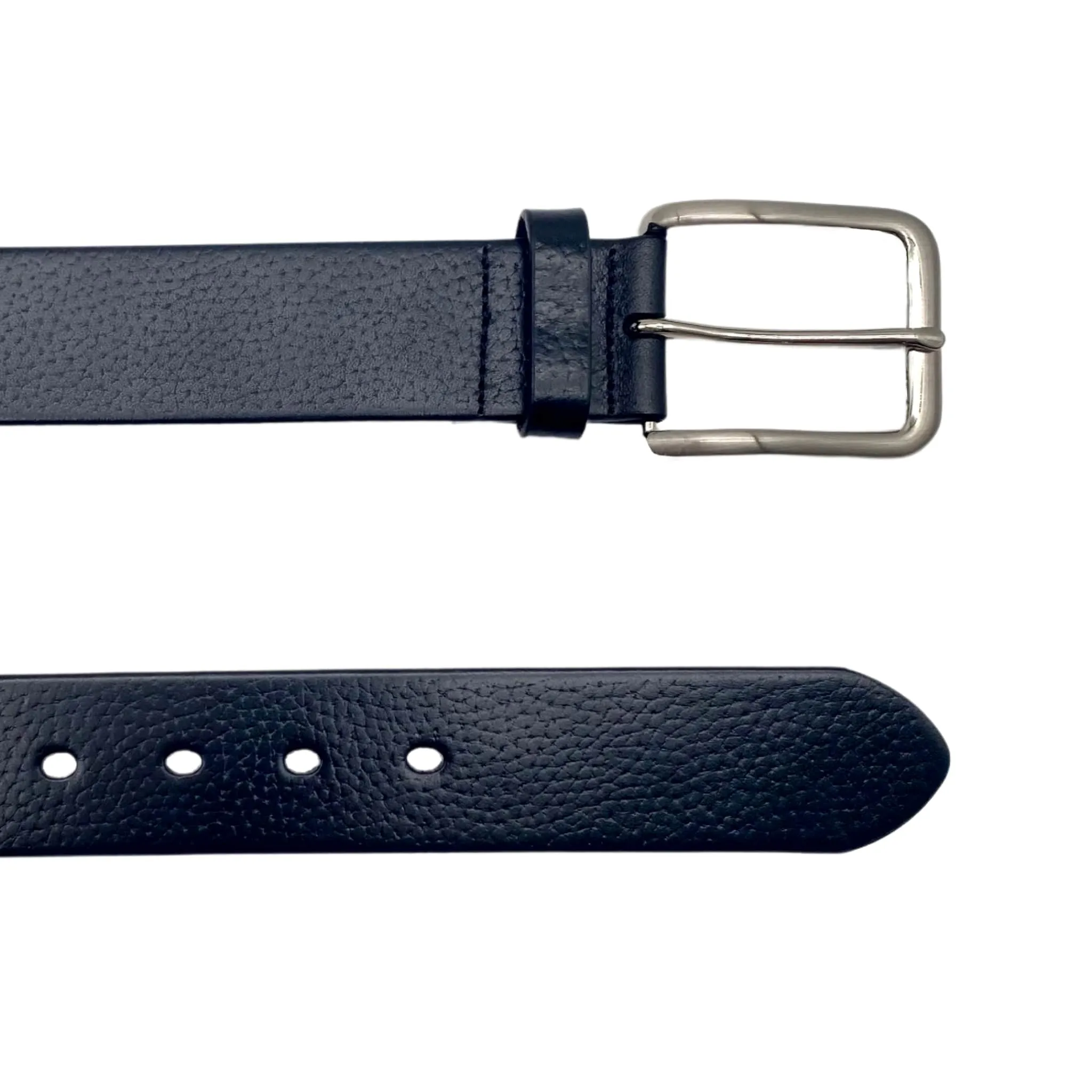 JARROD - Men's Black Genuine Leather Belt with Silver Buckle