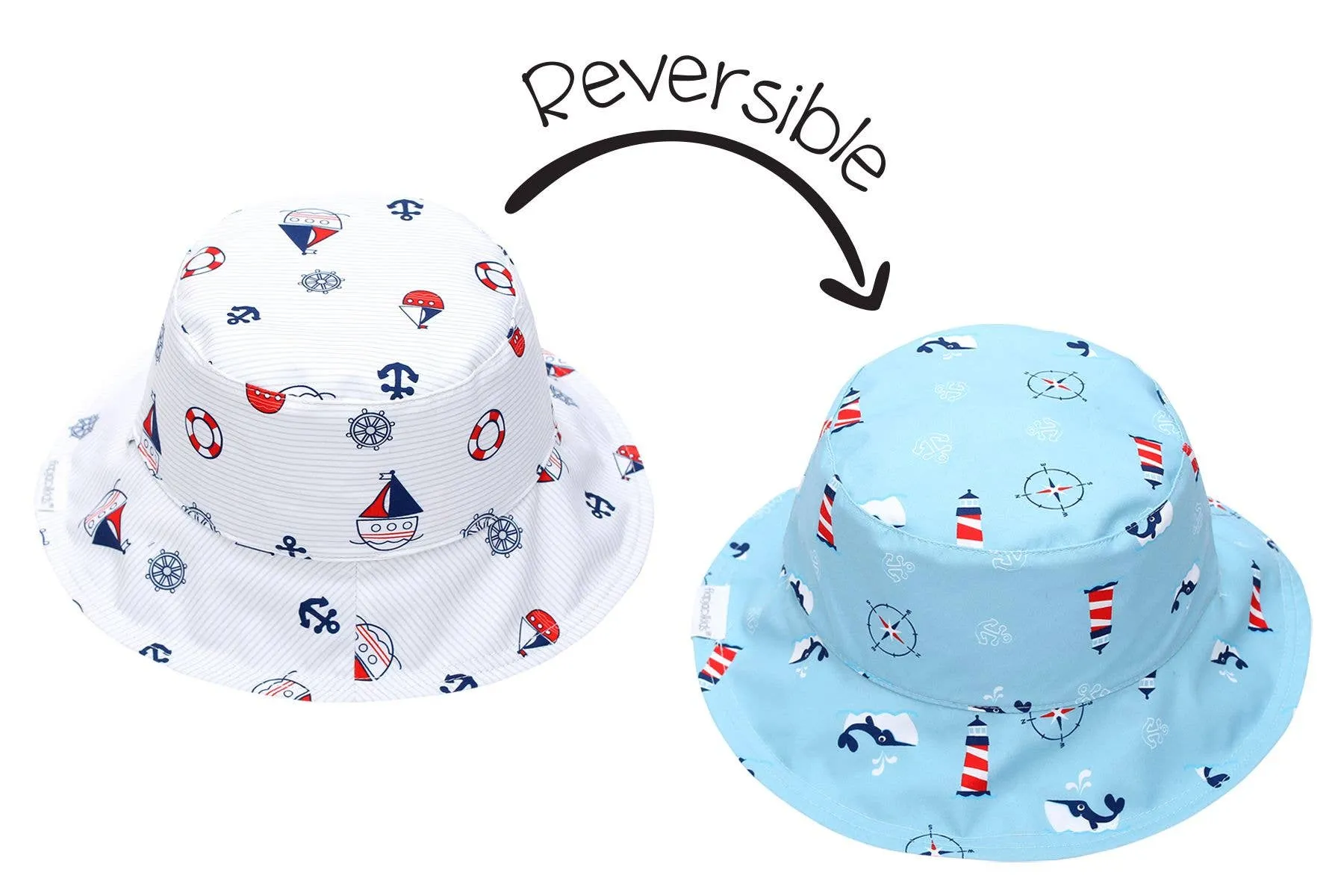 Kids UPF50  Patterned Sun Hat (XS)- Nautical