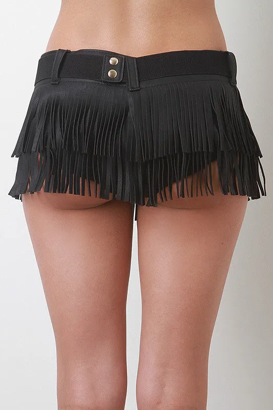 Leatherette Fringe Belt