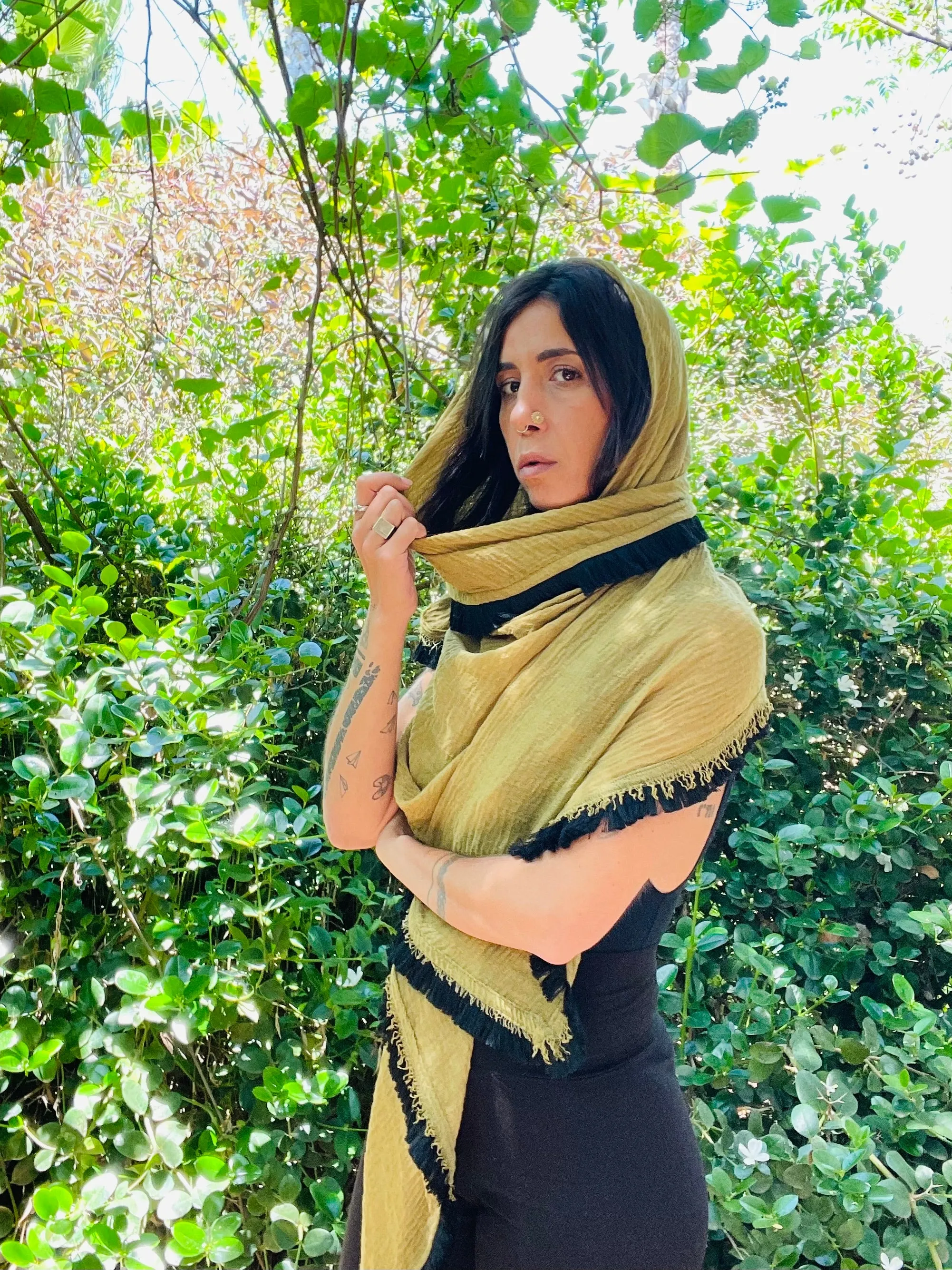 Light Fringed Scarf - Geko Green