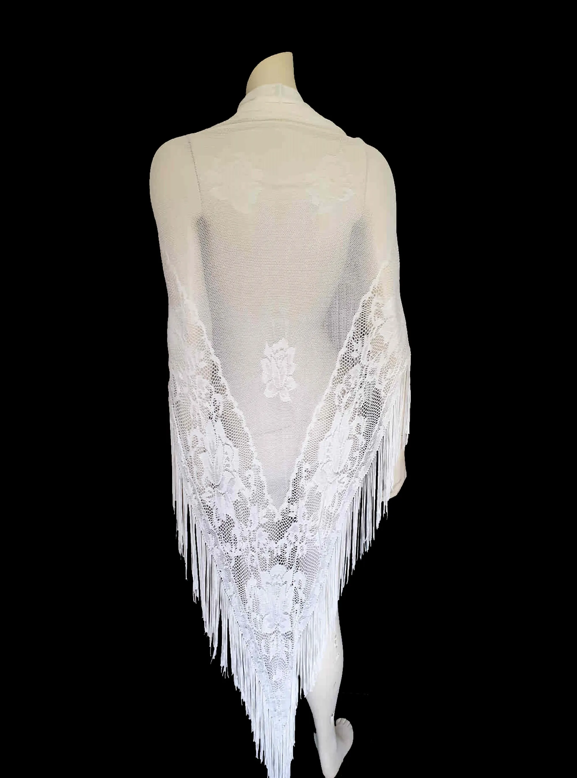 Lightweight Lacy White Triangle Shawl