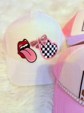 Lips Love and Bows Patch Trucker Hat