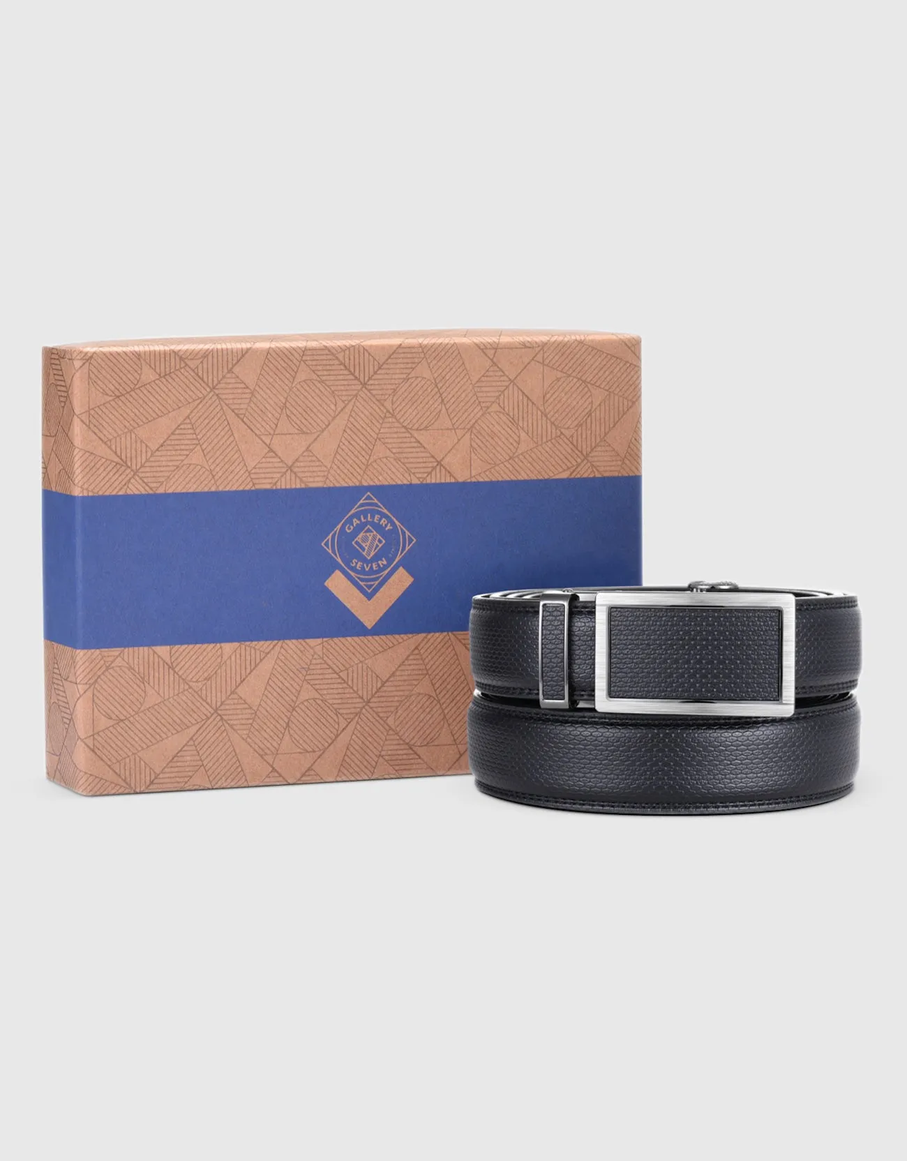 Men's Beveled Motif Leather Ratchet Belt