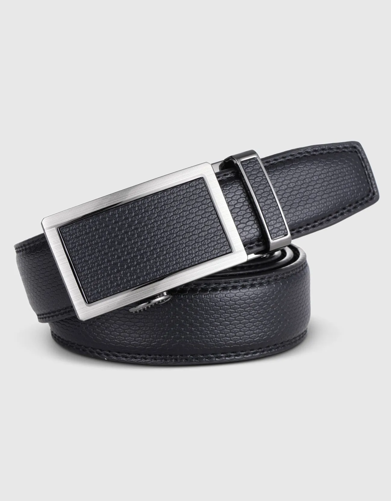 Men's Beveled Motif Leather Ratchet Belt