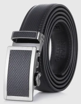 Men's Beveled Motif Leather Ratchet Belt