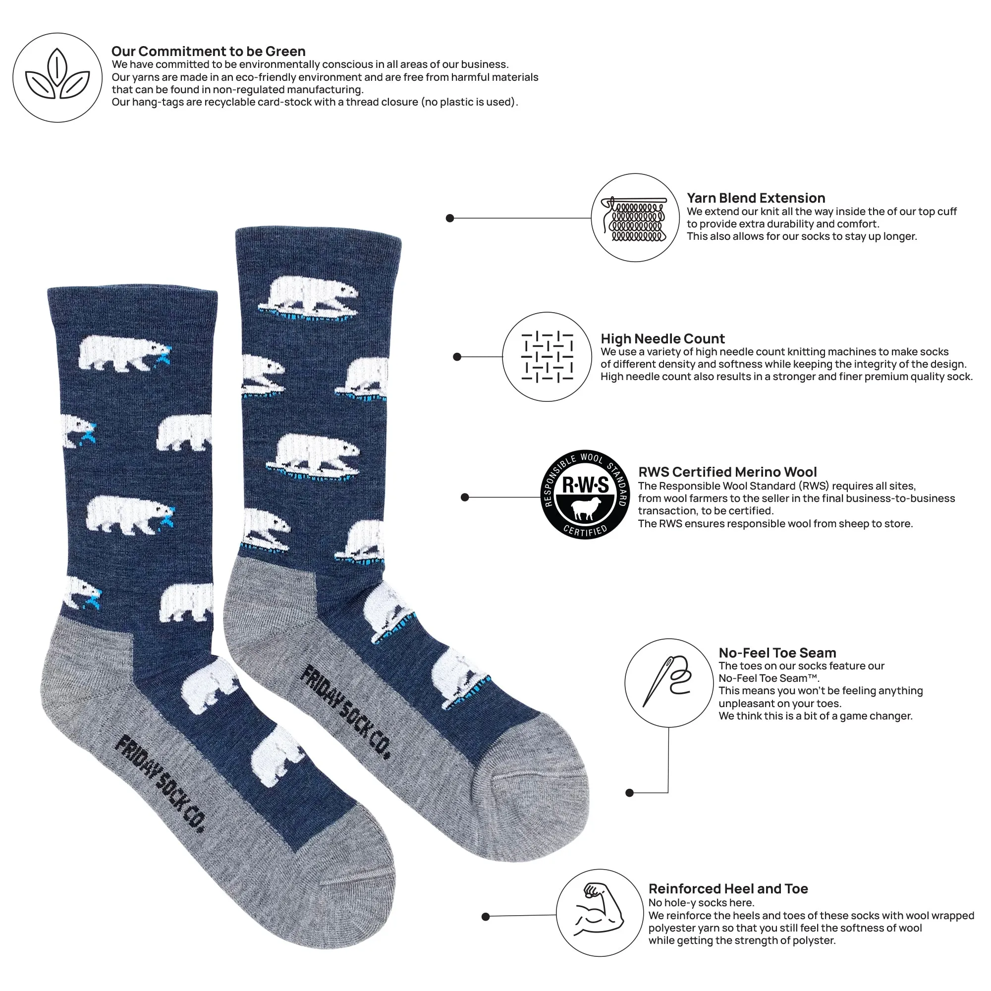 Men's Polar Bear Merino Wool Socks