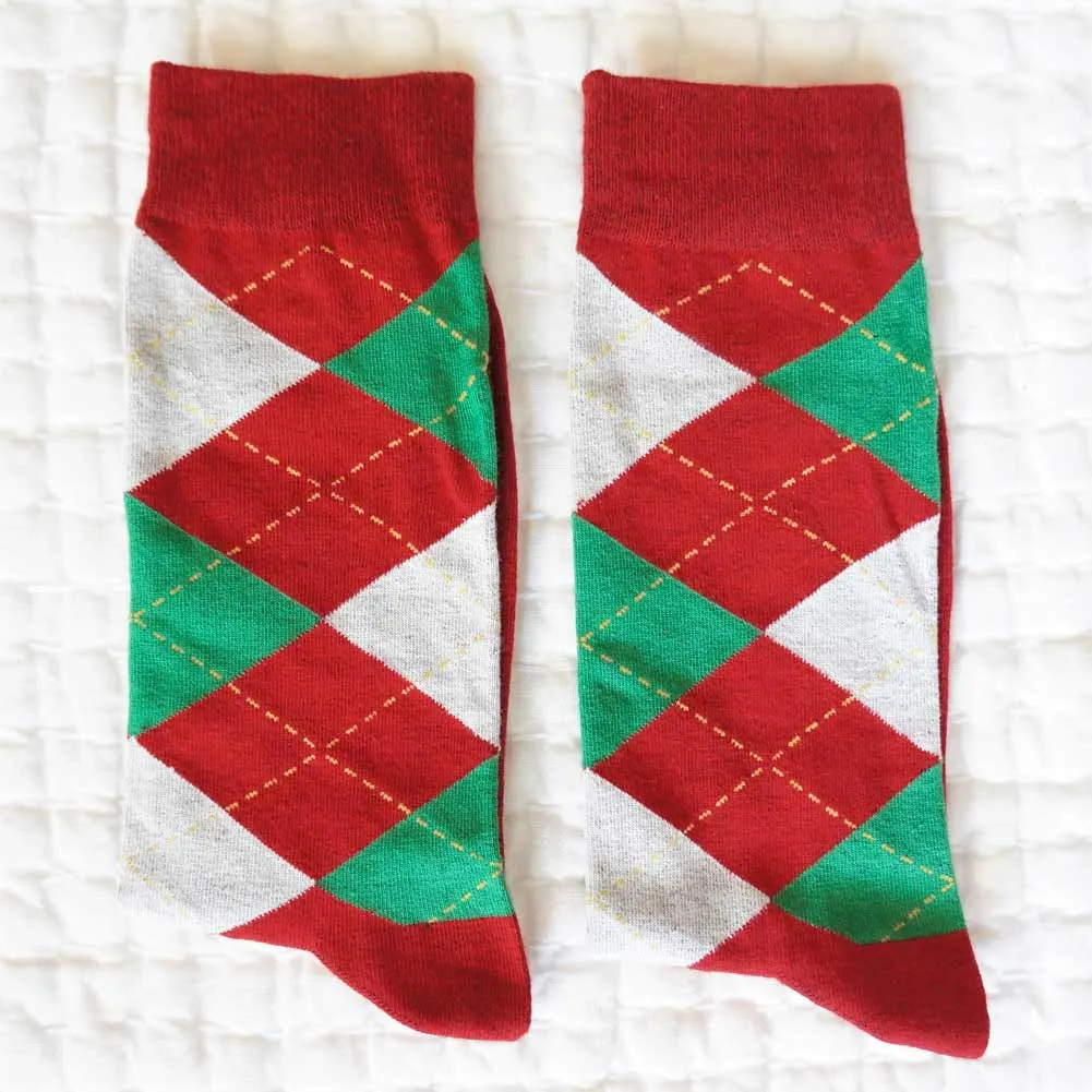 Men's Red and Green Argyle Socks