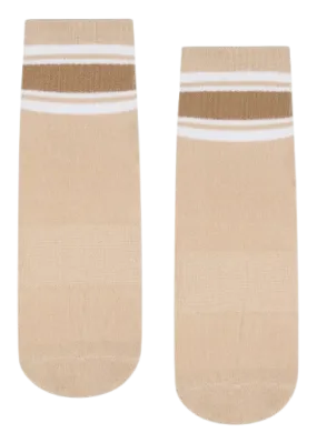 MoveActive Classic Crew Grip Socks - Beige Stripes