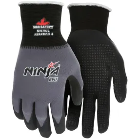 N96797L MCR Safety Ninja Gloves, Large, Nylon, Black, Knit Wrist Cuff