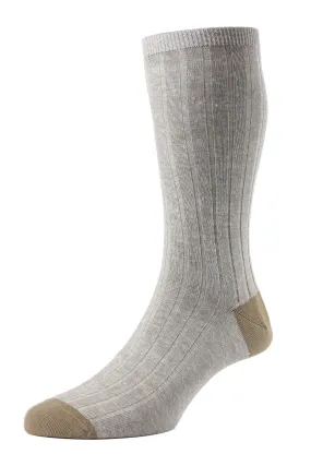 Natural Linen Hamada Cotton Linen Ribbed Contrast Socks