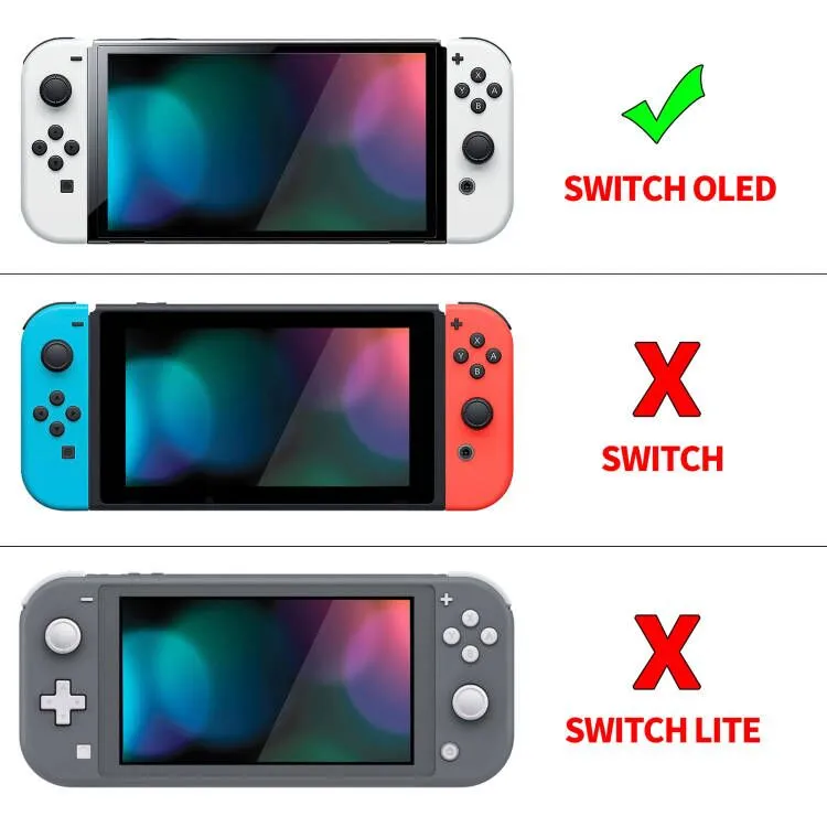 PlayVital AlterGrips Protective Slim Case for Nintendo Switch OLED, Ergonomic Grip Cover for Joycon, Dockable Hard Shell for Switch OLED with Thumb Grip Caps & Button Caps - Classics NES Style - JSOYY7002