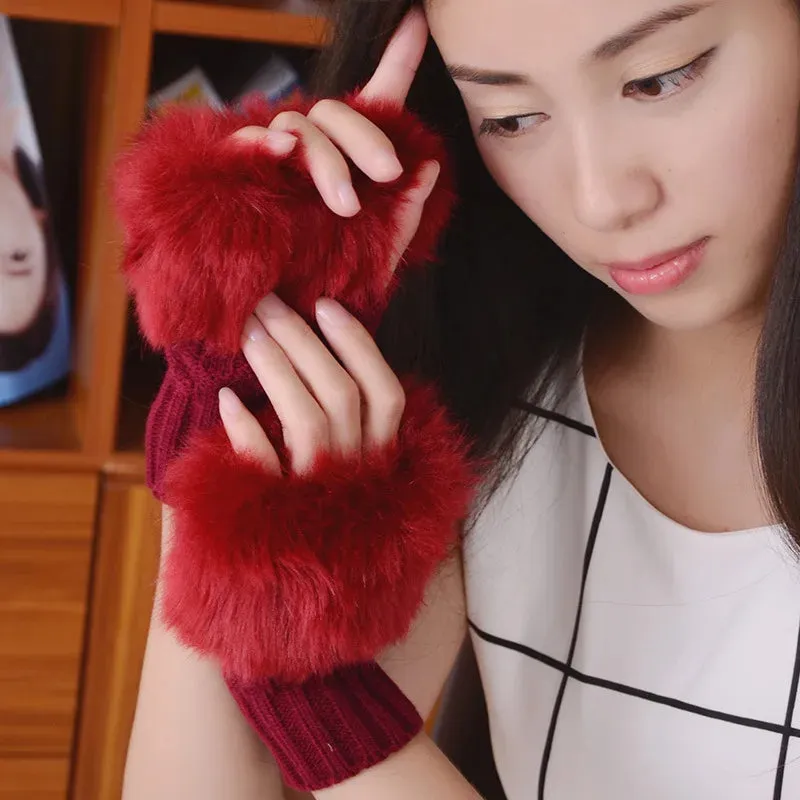 Plush Knitted Gloves