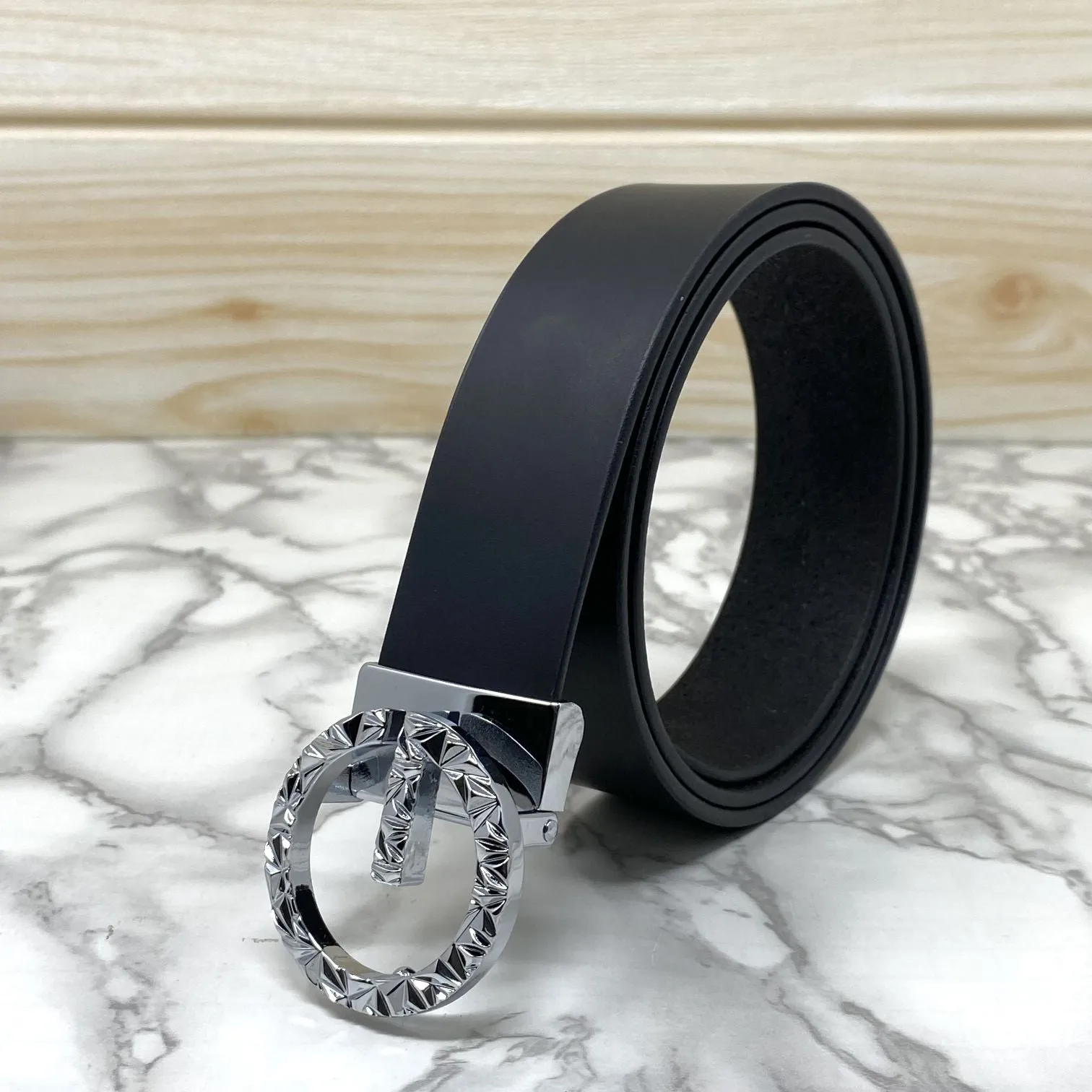 Premium Shiny G-letter Design Formal Leather Belt-JonasParamount