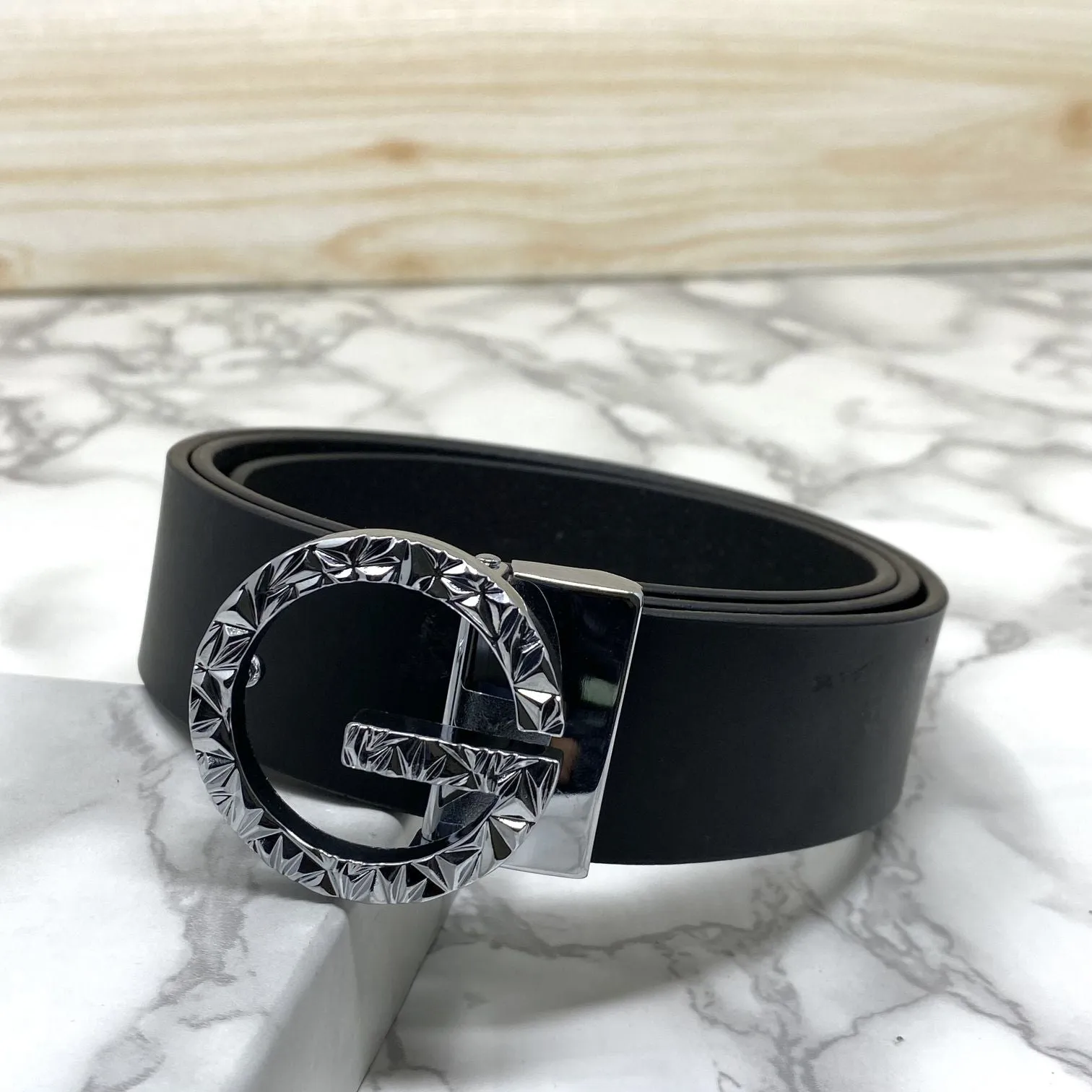 Premium Shiny G-letter Design Formal Leather Belt-JonasParamount