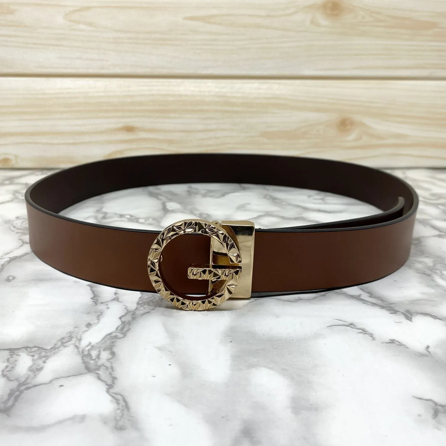 Premium Shiny G-letter Design Formal Leather Belt-JonasParamount