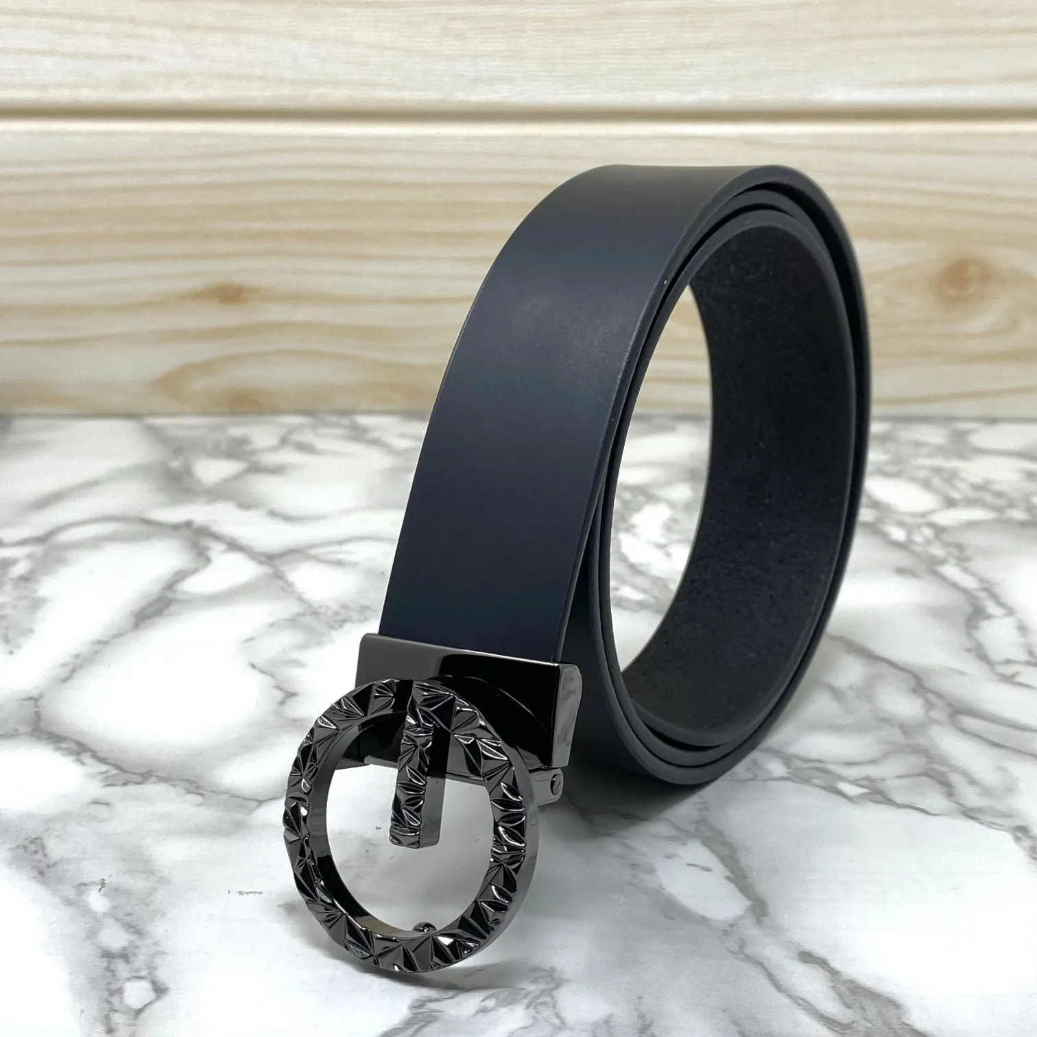 Premium Shiny G-letter Design Formal Leather Belt-JonasParamount