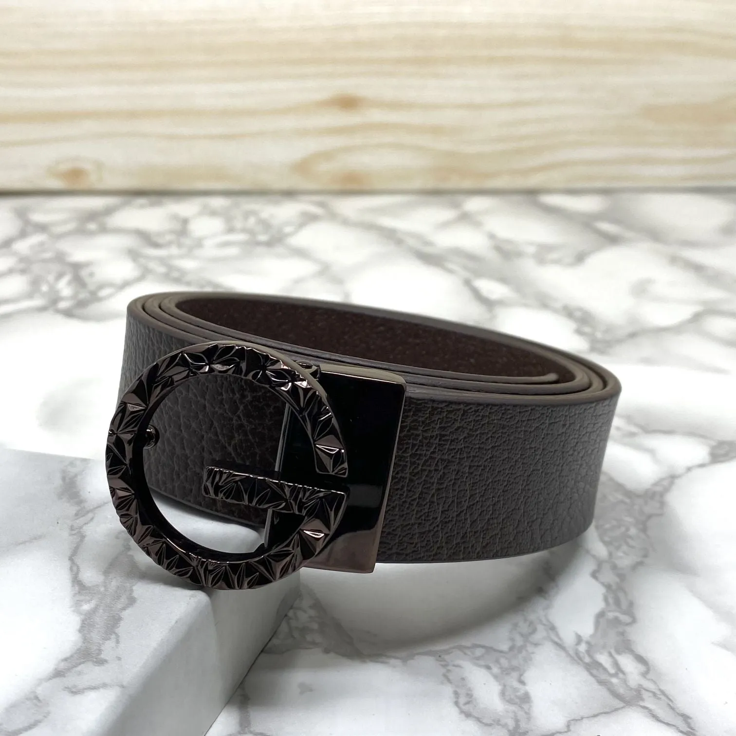 Premium Shiny G-letter Design Formal Leather Belt-JonasParamount