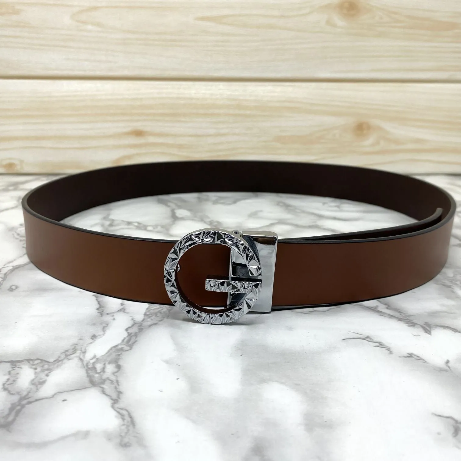 Premium Shiny G-letter Design Formal Leather Belt-JonasParamount