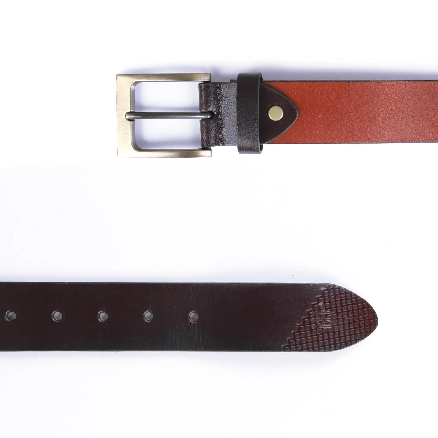 Premium Solid Pure Leather Belt - Tan/Brown