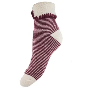 Red And Cream Striped Cuff Socks