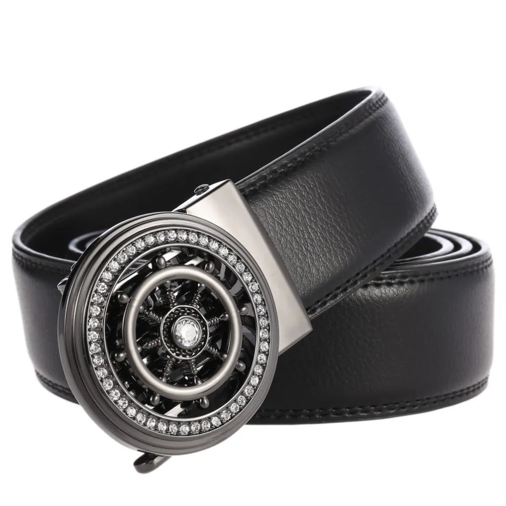 Ship Wheel Style Metal Buckle Leather Belt