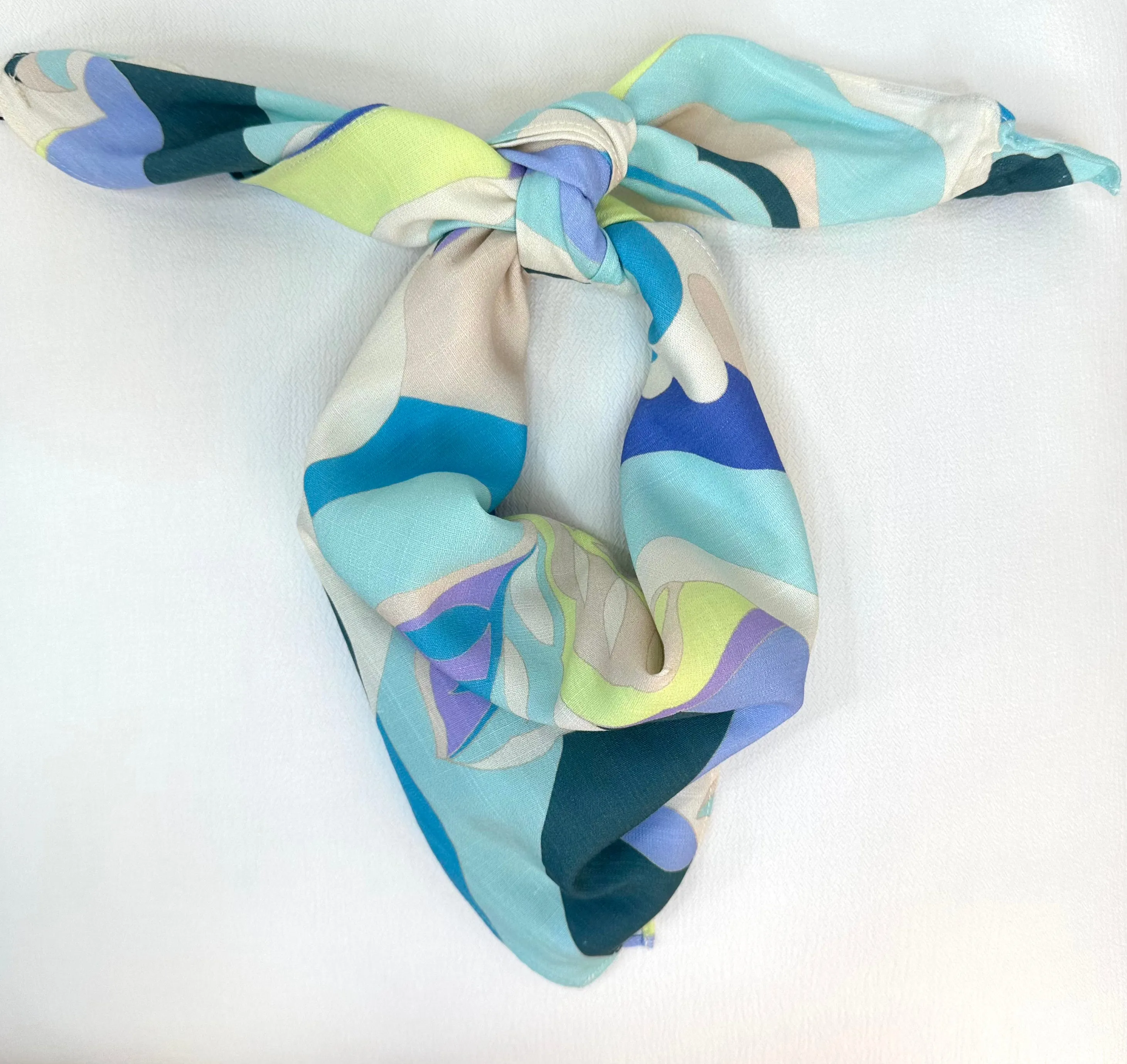 SQUARE HEAD SCARF (AQUA PATTERN)