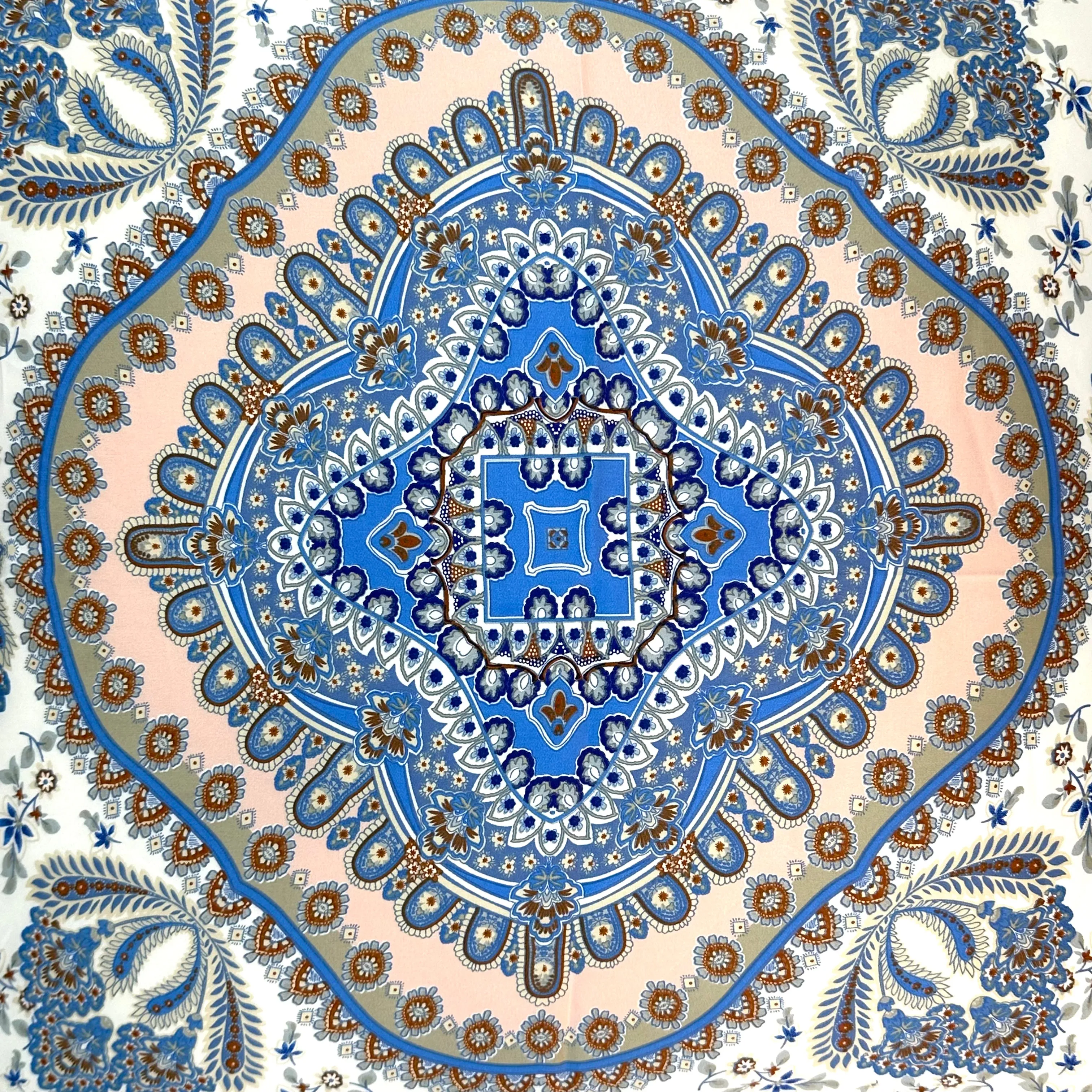 SQUARE HEAD SCARF (BLUE/BROWN)