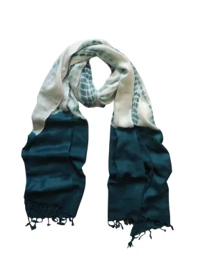 Teal & White Peach Couture® Exclusive Designer Popular Faded Tie Dye Pashmina/shawl