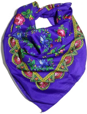 Traditional Polish Folk Head Scarf - Royal Collection - Blue