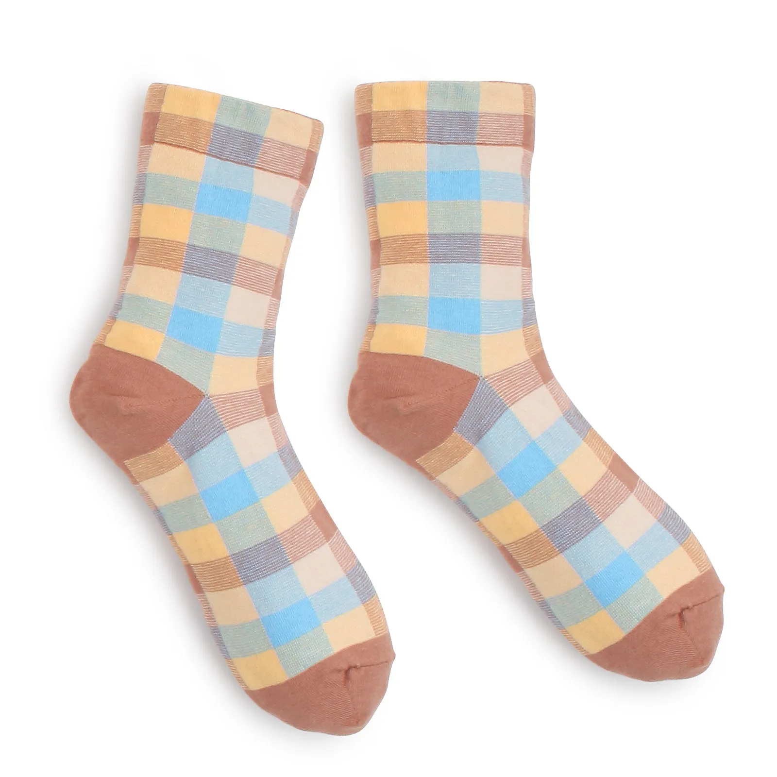 Warm Plaid check cotton socks (Crew 5Pairs) KD15