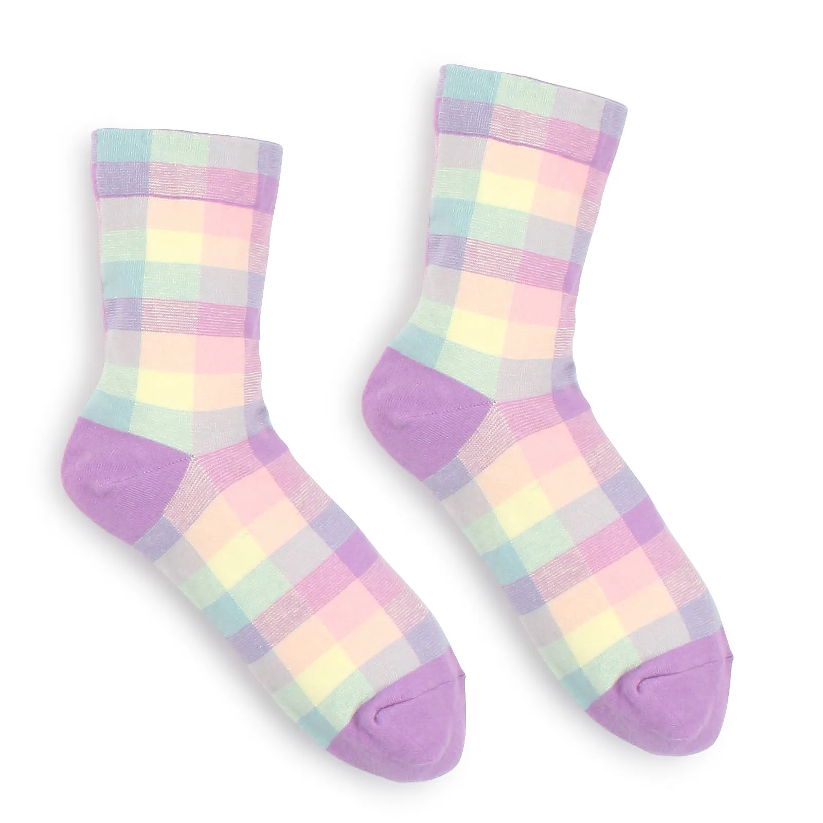 Warm Plaid check cotton socks (Crew 5Pairs) KD15