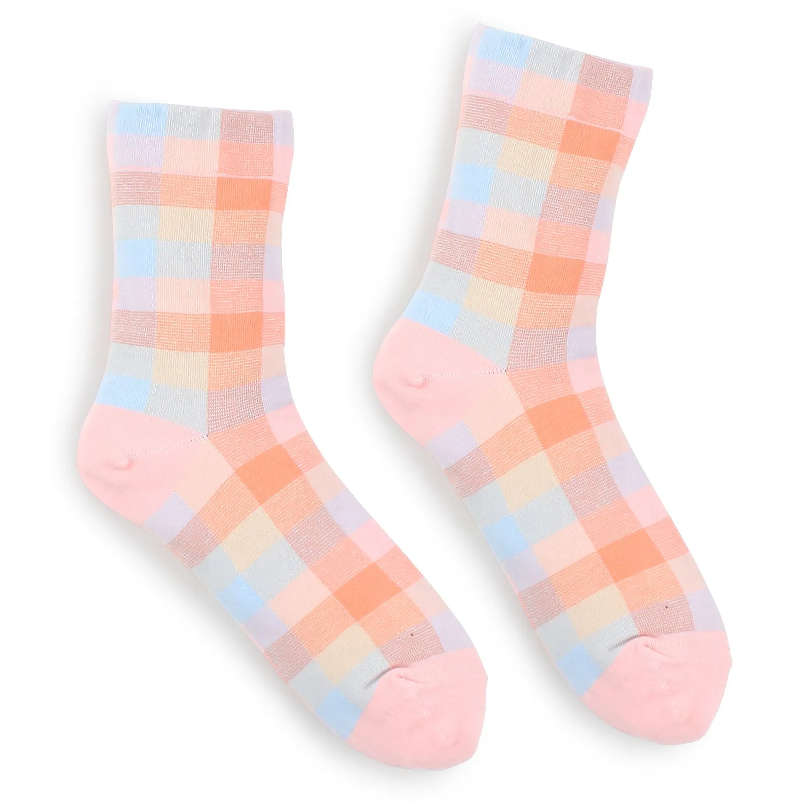 Warm Plaid check cotton socks (Crew 5Pairs) KD15