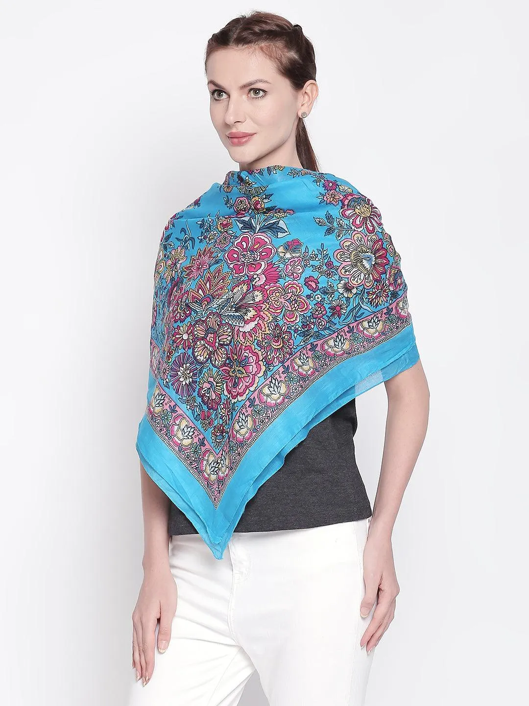 Women Blue Printed Scarves