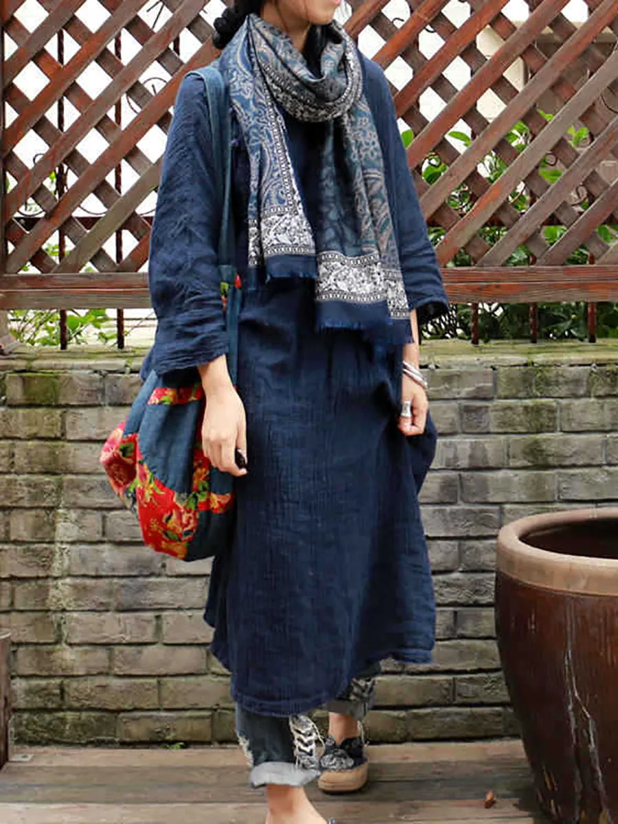 Women Ethnic Spliced 100%Cotton Shawl Scarf