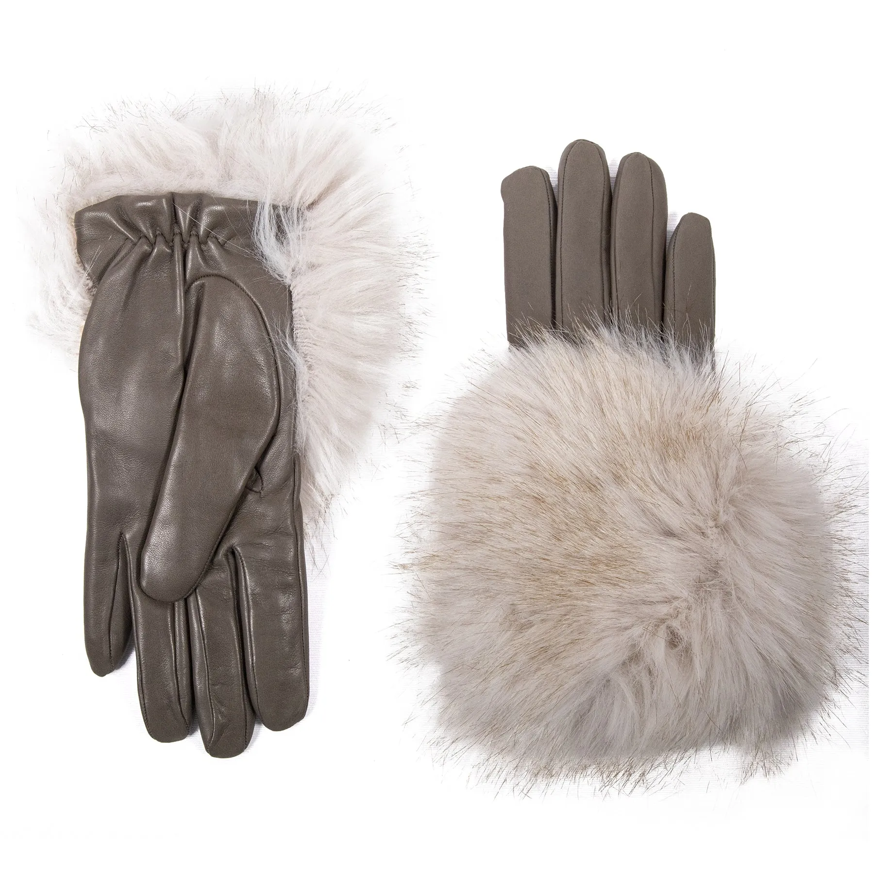 Women'nappa leather gloves with large ecofur panel on top (copia)