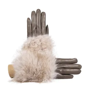 Women'nappa leather gloves with large ecofur panel on top (copia)