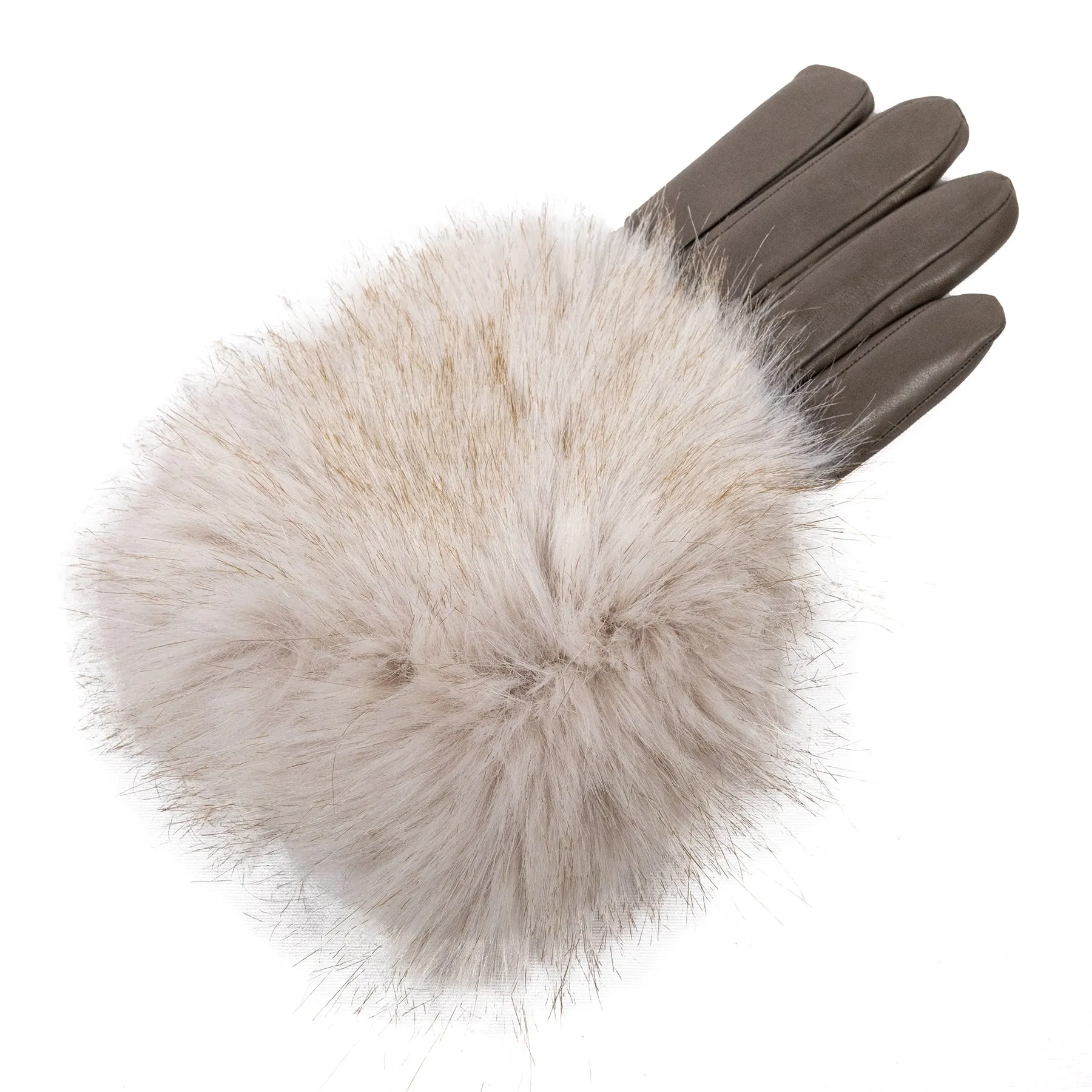 Women'nappa leather gloves with large ecofur panel on top (copia)