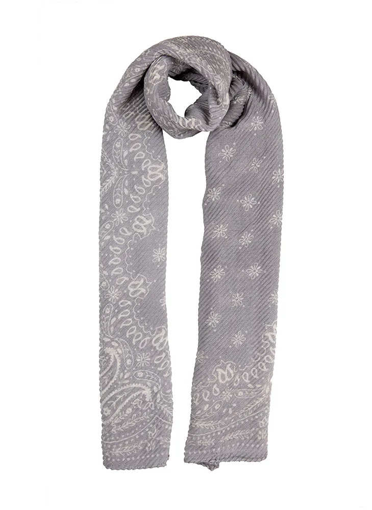 Women’s Pleated Floral and Paisley Pattern Lightweight Scarf