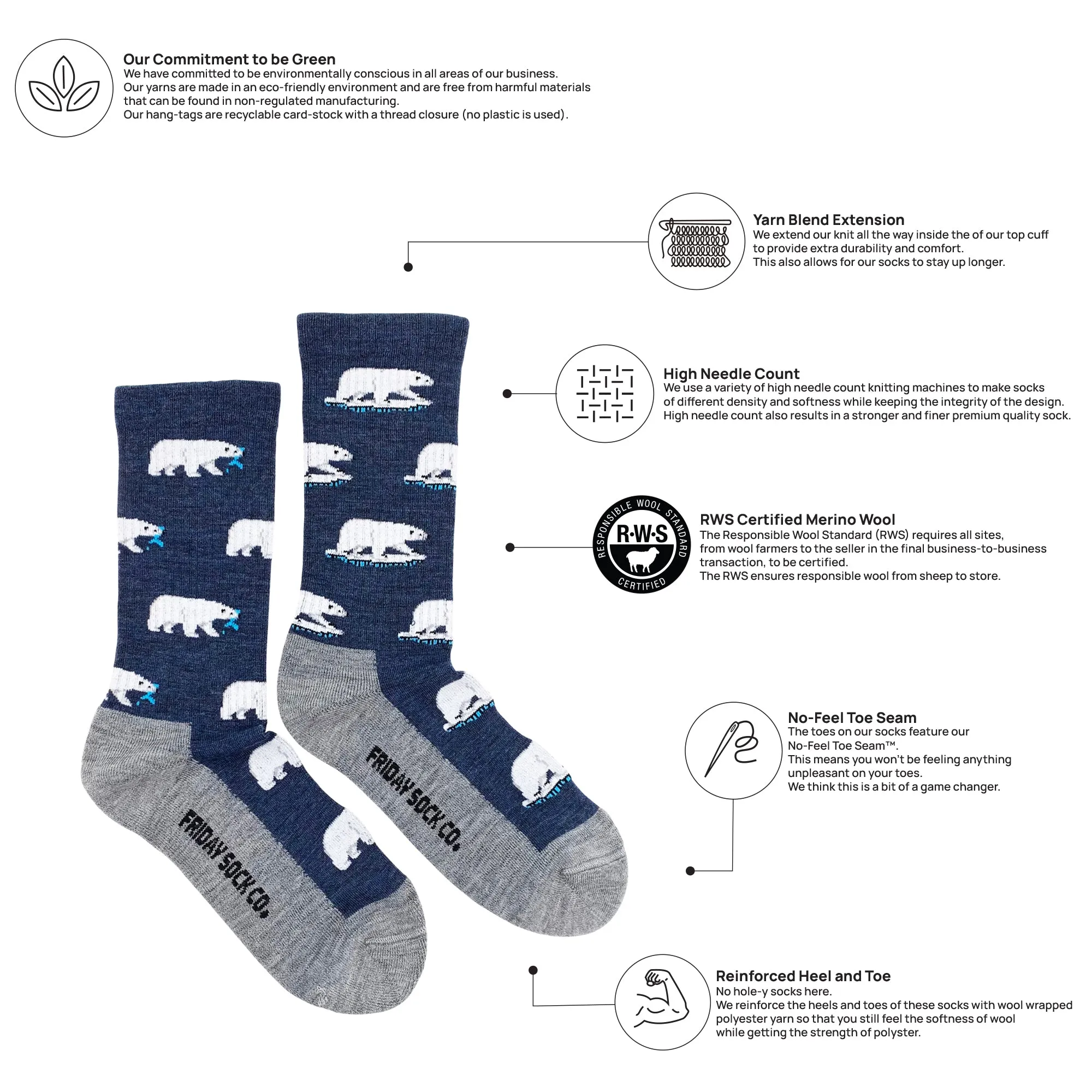 Women's Polar Bear Merino Wool Socks