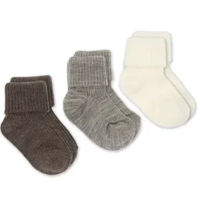 Wool Socks, Baby and Toddler, Brown-Gray & White